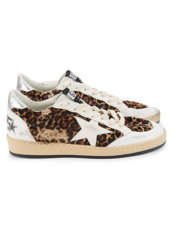 Golden Goose Ballstar Leopard Print Pony Hair Sneakers